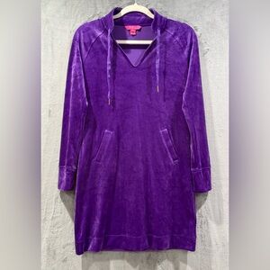 Lilly Pulitzer Cassi Velour Purple Popover Dress Athletic Tennis Prep Size XS